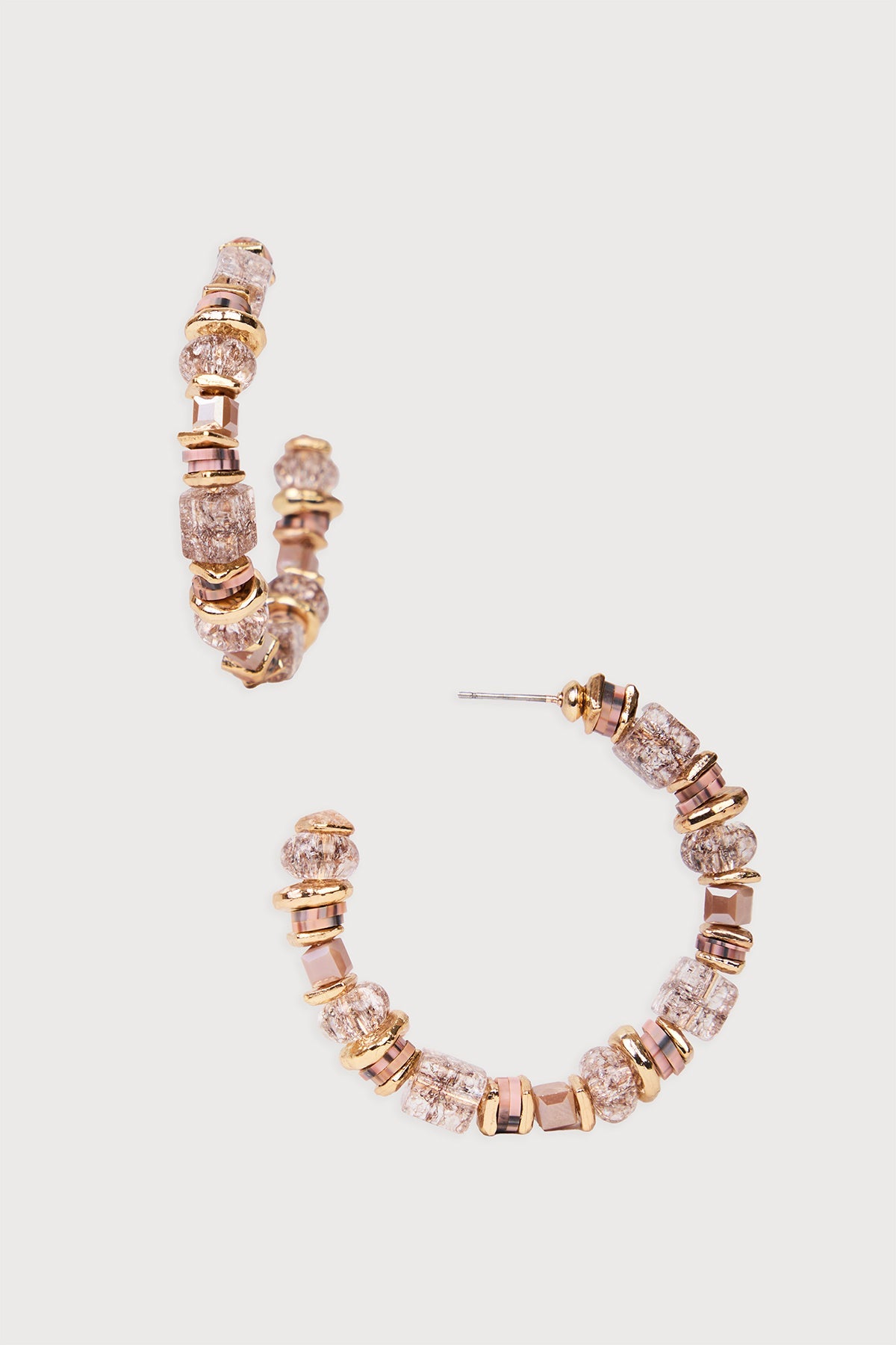 Beaded Crystal Hoop Earring - Rose