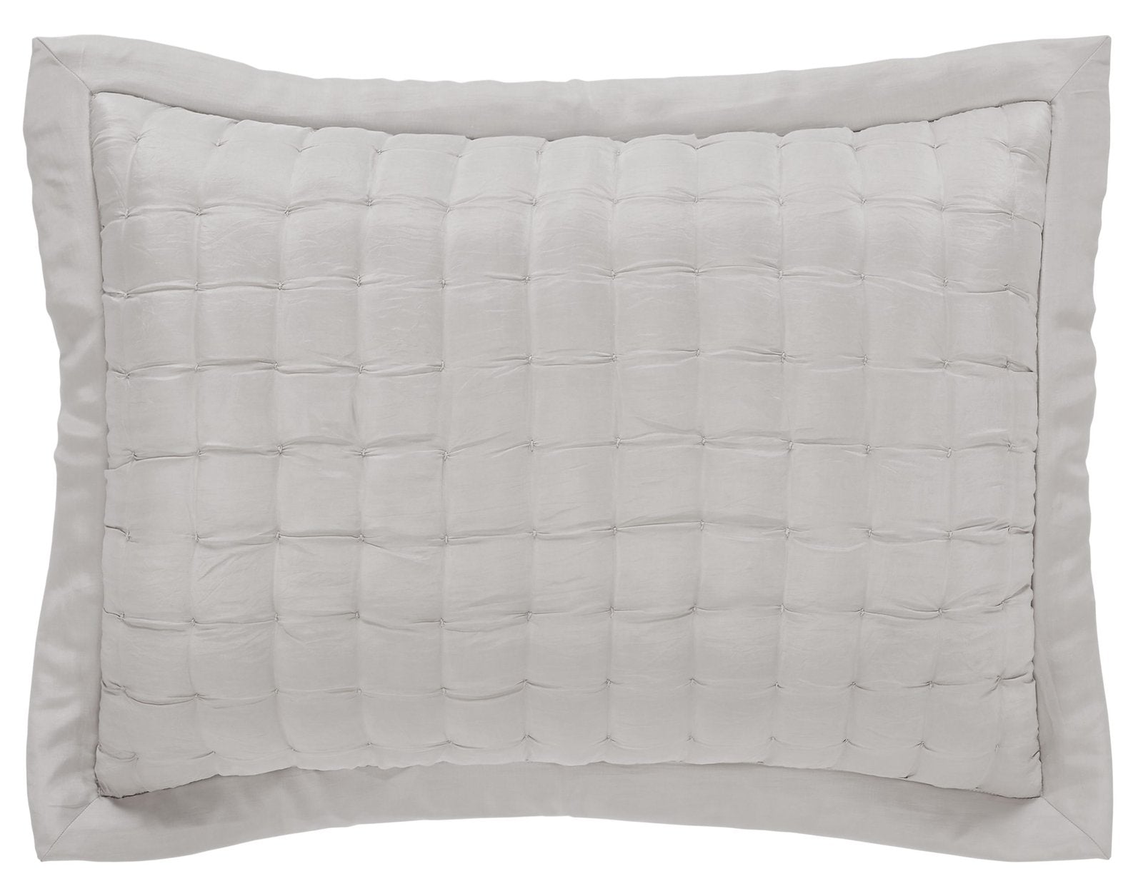 SS-334-2026-LOT1_1|Modern light grey quilted pillow sham with large square stitching, offering a chic, minimalist design for any bedroom.