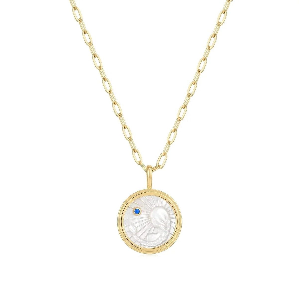 Gold chain Necklace with Mother of Pearl Pendant from Zodiac Virgo collection