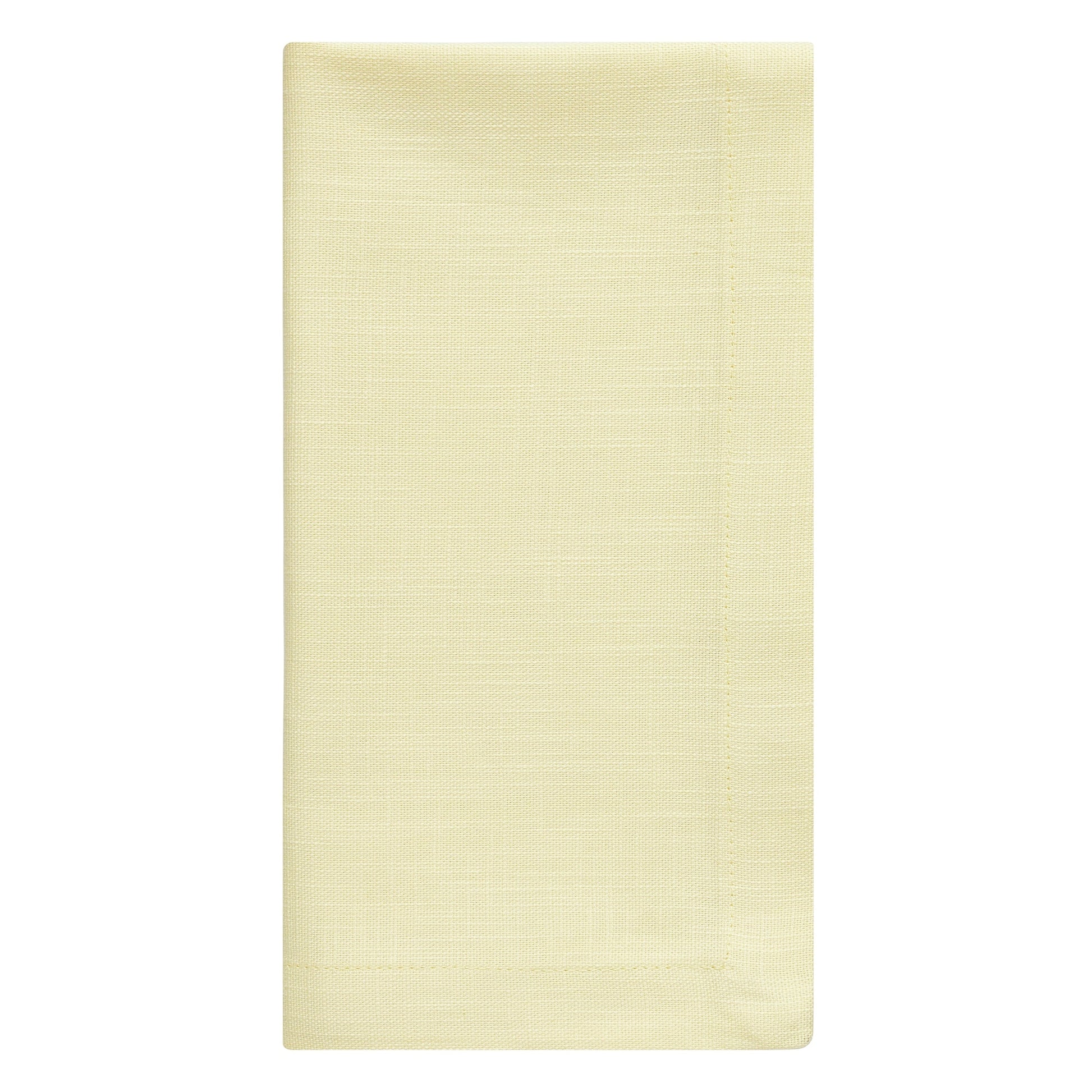 NP-4807-2020_3|Single light yellow linen-blend cloth dinner napkin for sophisticated table settings. Reusable and stylish.