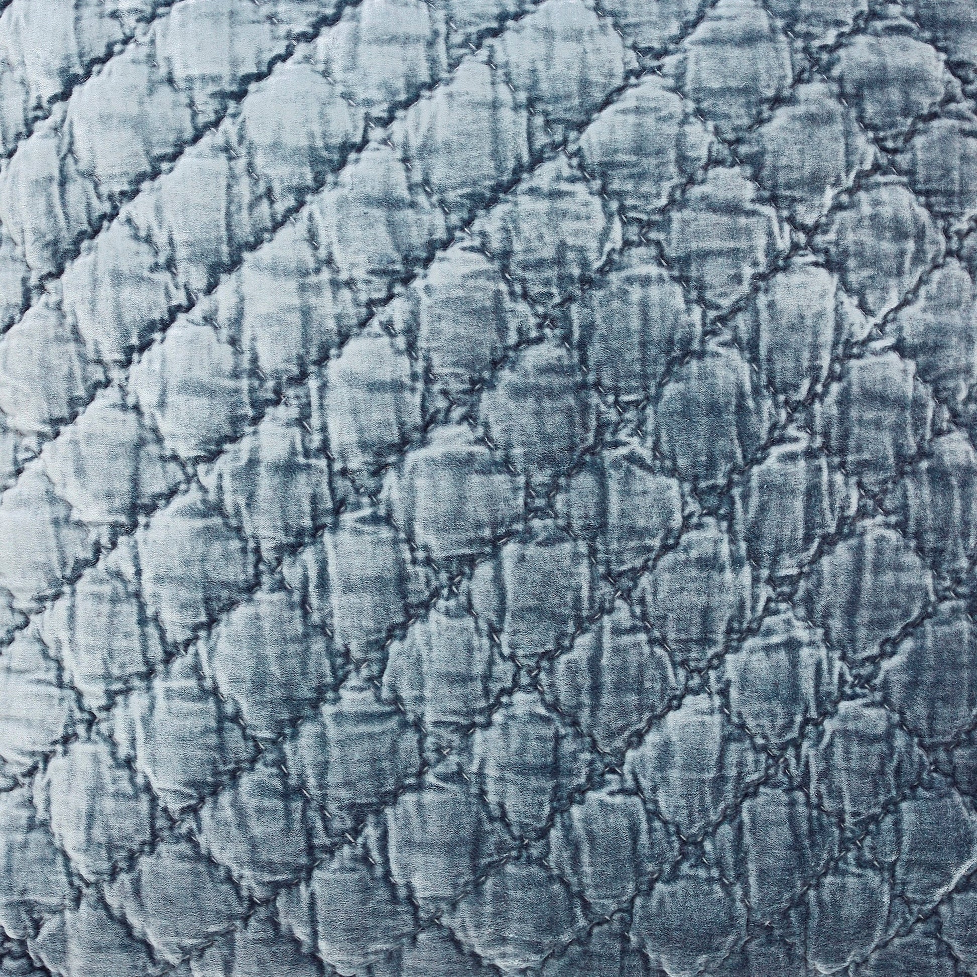 SS-341-2026_2|Elegant blue-gray quilted pillow sham showcasing a classic diamond stitch pattern, ideal for chic and comfortable bedroom styling.