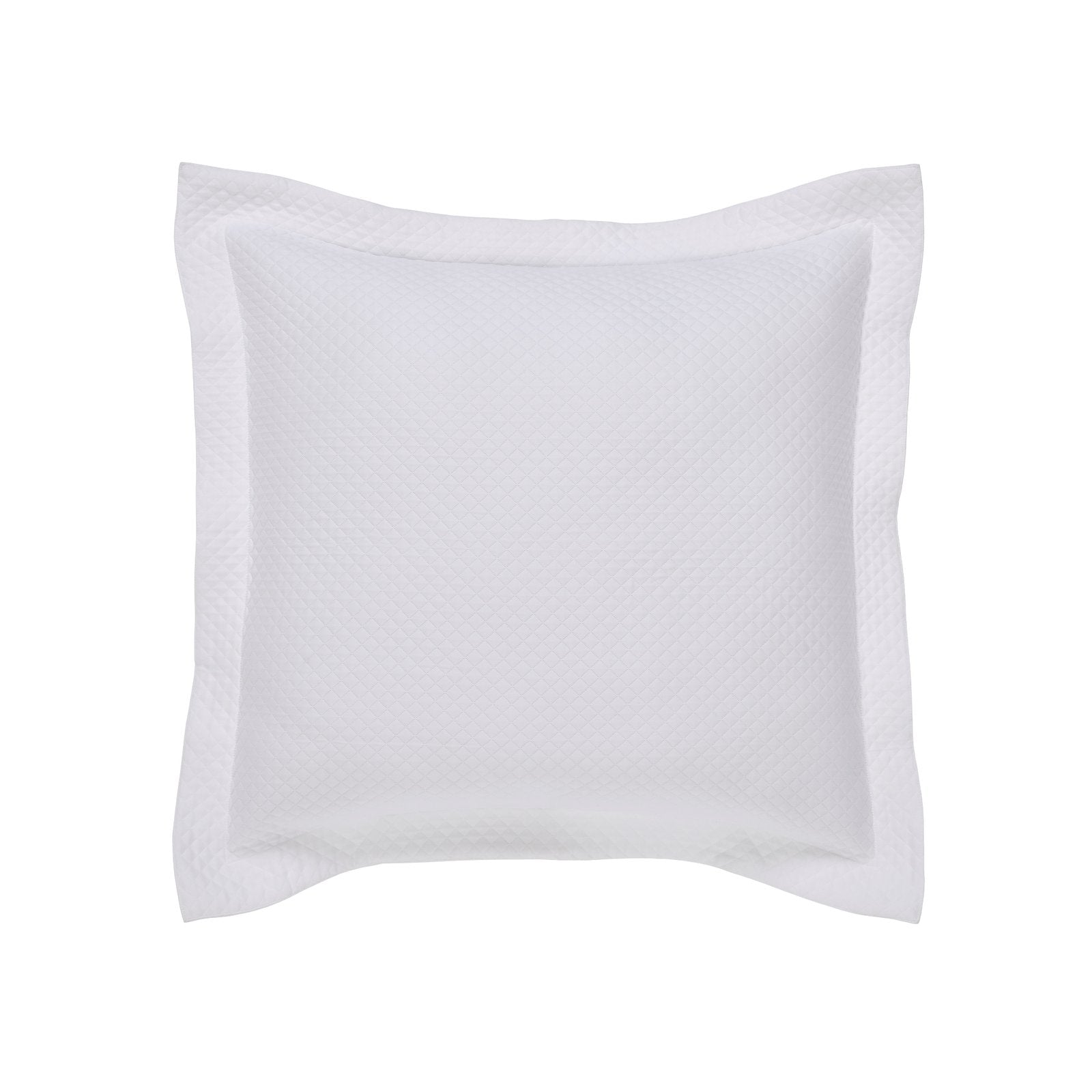 ES-189-X_1|Crisp white quilted sham featuring a subtle textured pattern, ideal for adding an elegant and comfortable touch to bedding.