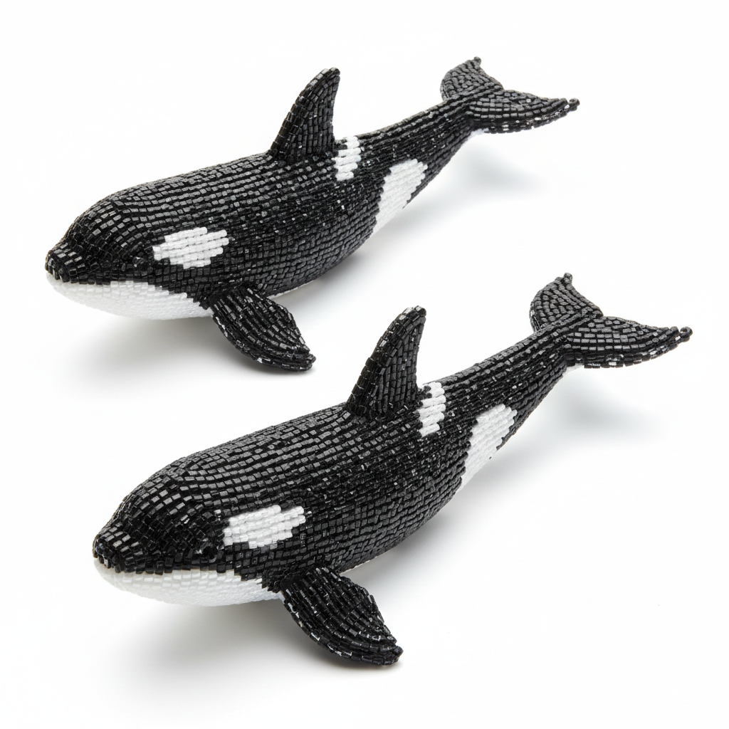 Orca Baby Beaded Figurines – White Background
