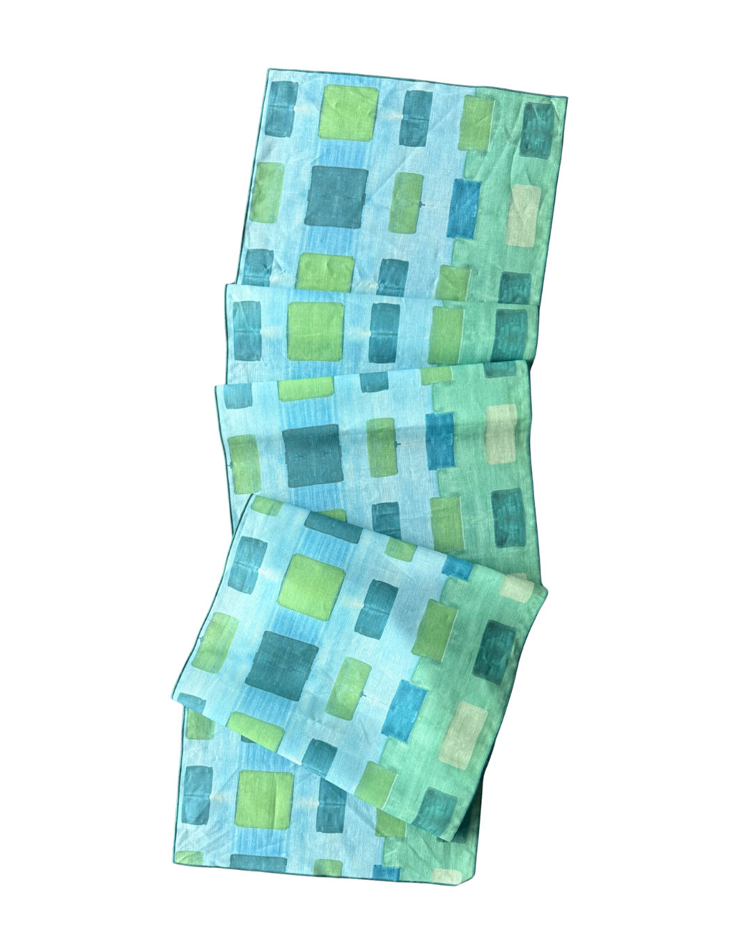Blue Tapestry linen table runner styled on elegant dining table - Goldie Home