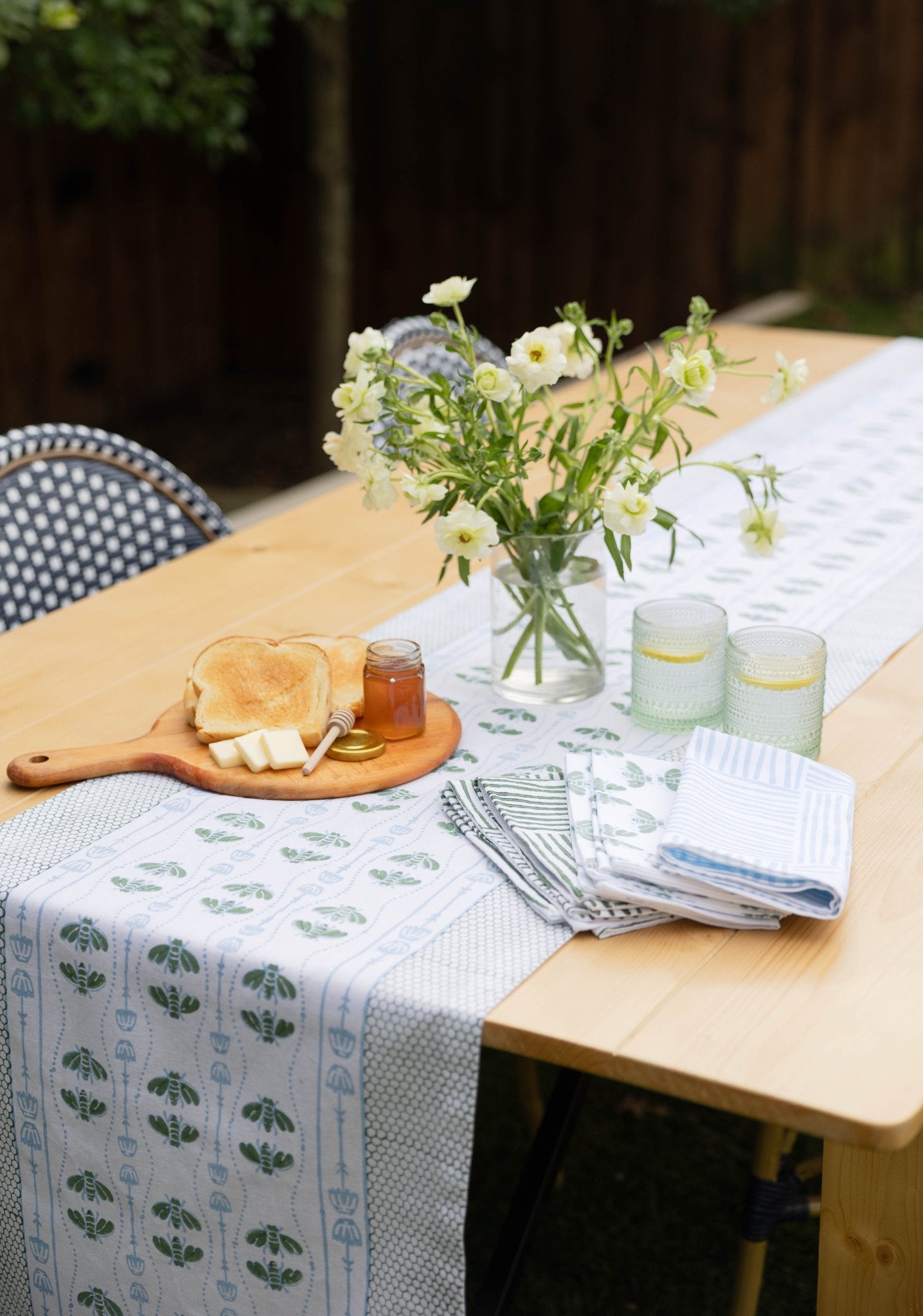 Organic Napkins (set of 4) - Striped, Sage - The Mended Company