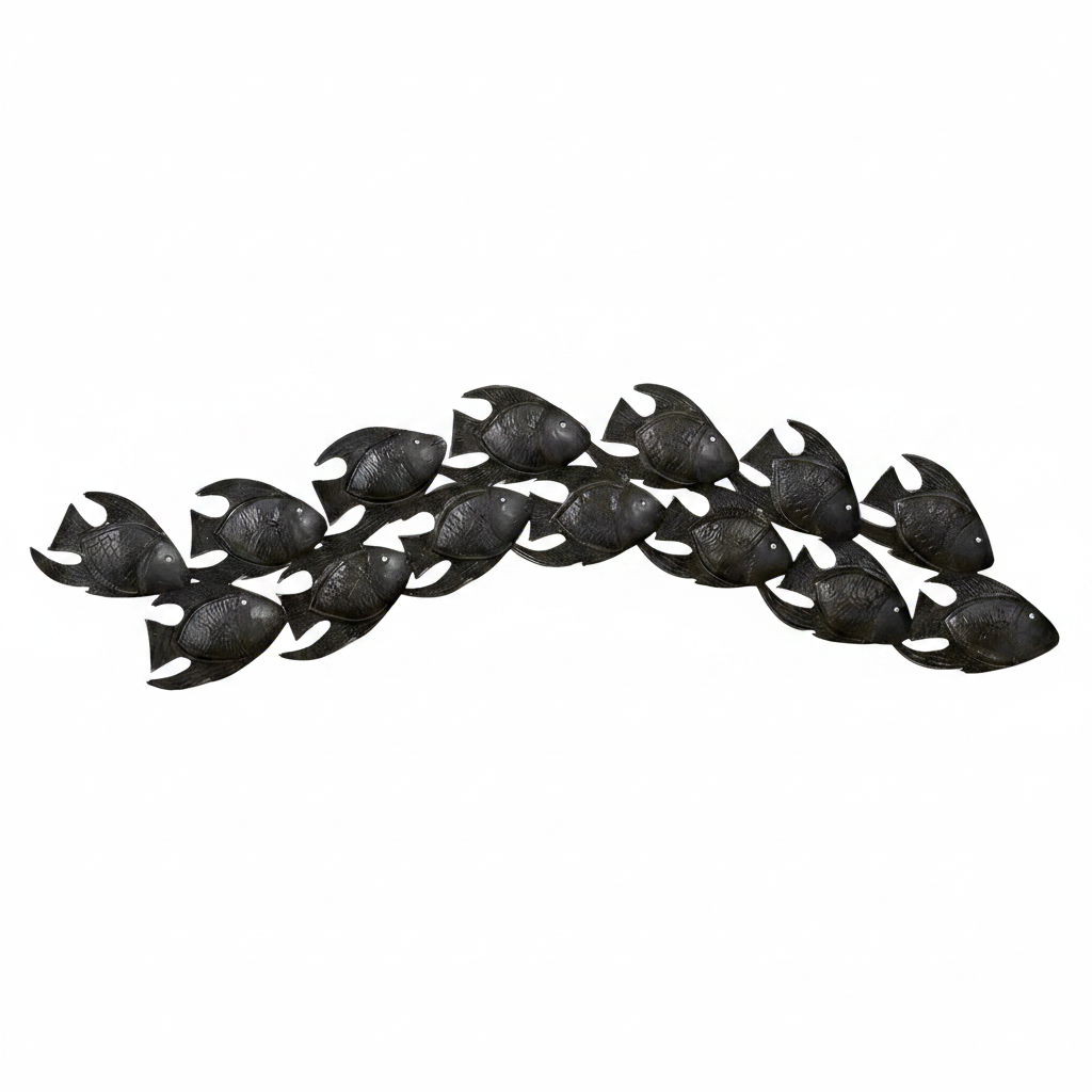 Getting Along Swimmingly - Haitian steel metal fish wall art on white background