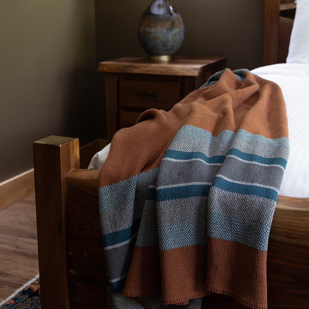 in2green Eco Throw Cotton Sustainable Knit Throw Blanket | Lodge Stripe