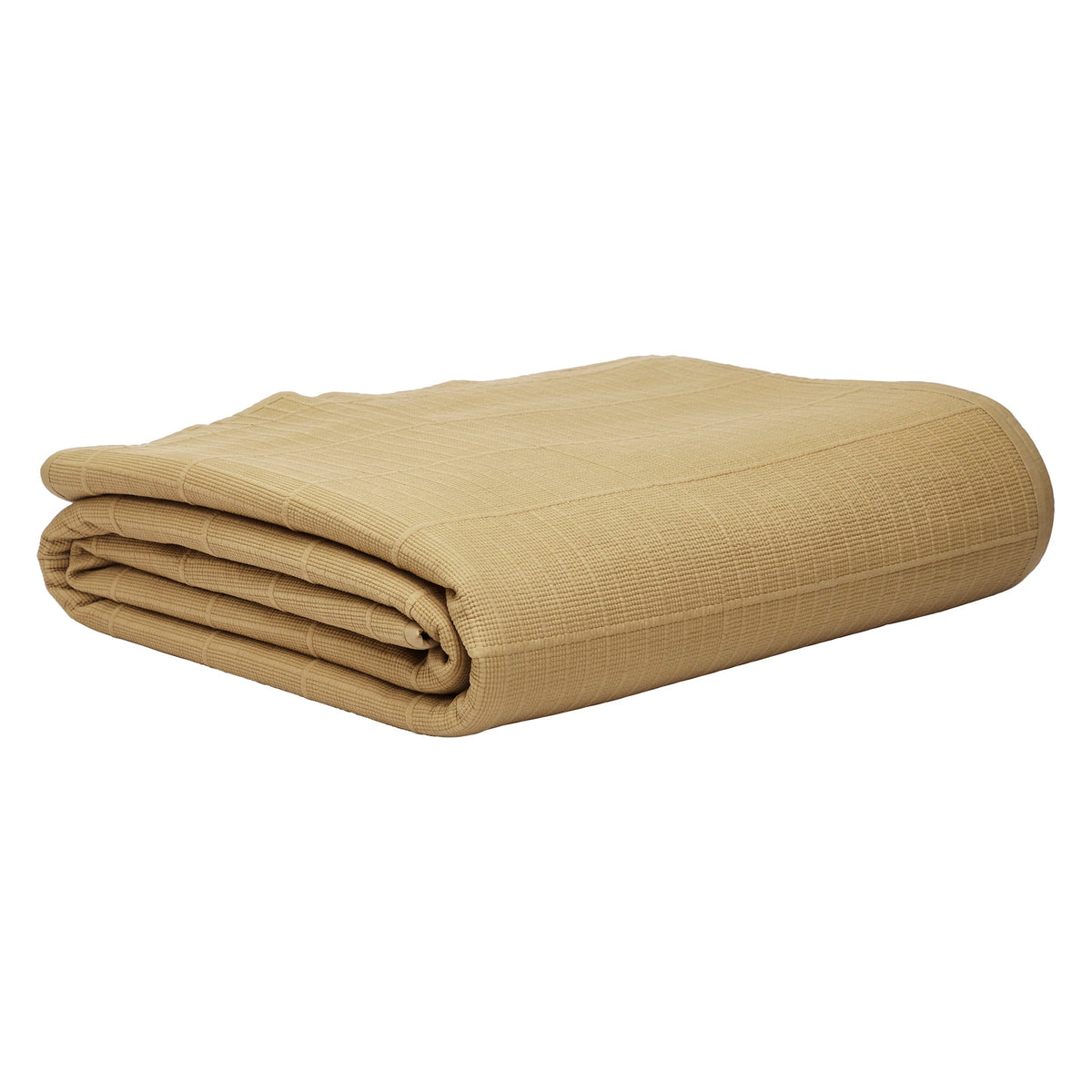 CL-269-9496_10|Neatly folded tan textured coverlet, perfect for cozy bedding. Soft, durable bedspread for a stylish bedroom.