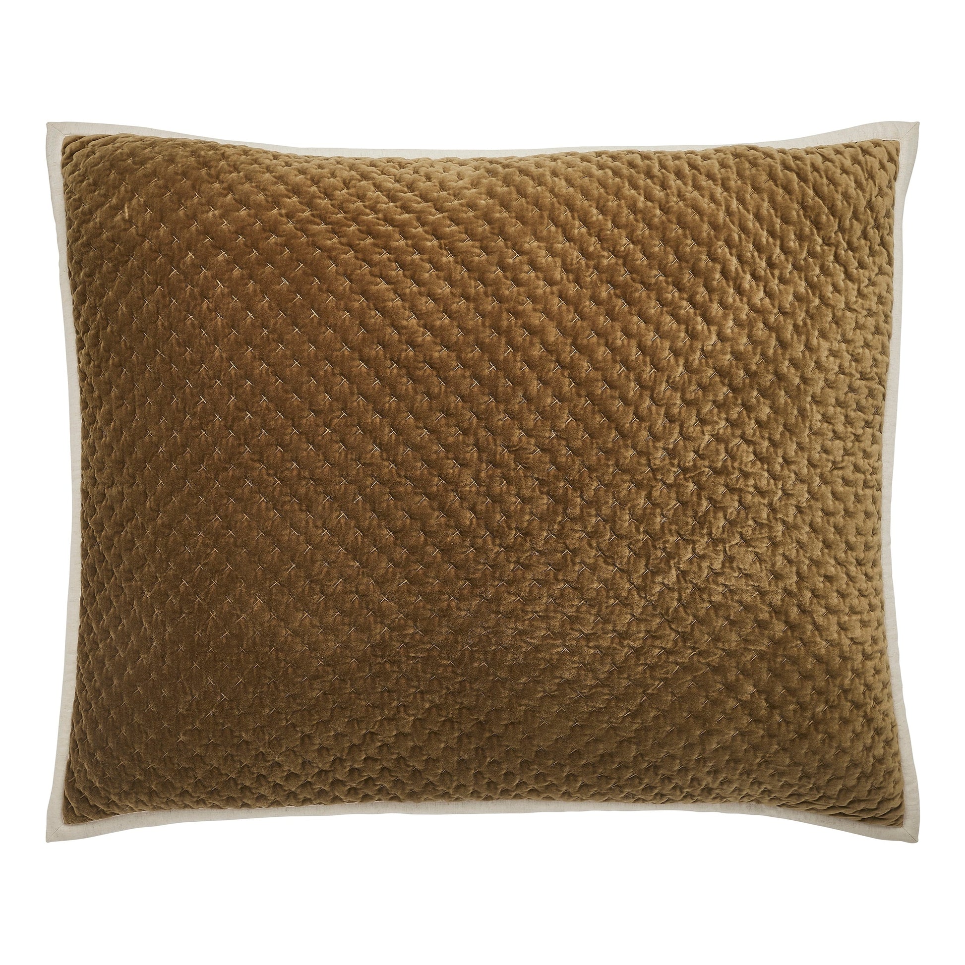 DE-378-3137_1|Luxurious dark brown velvet quilted pillow sham with elegant diamond pattern, perfect for sophisticated bedroom decor.