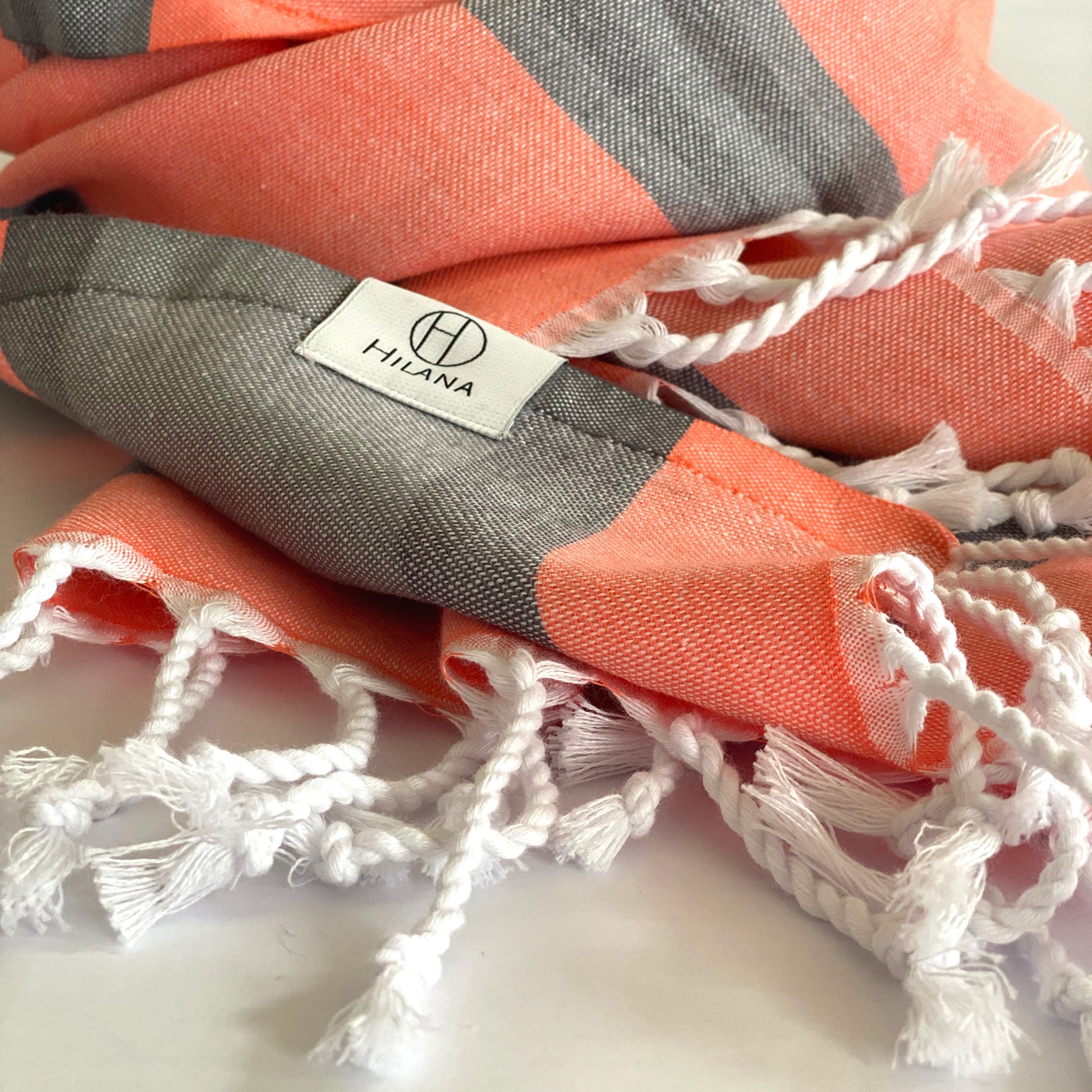 Samara Gray - Orange Turkish Towel - Thumbnail 4