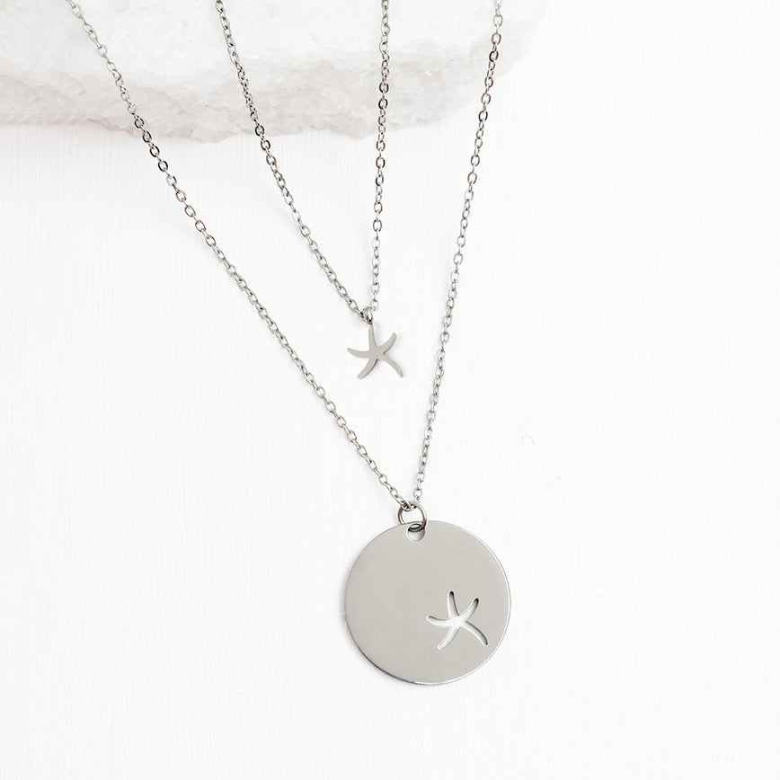 Cute silver necklace set, ocean jewelry, silver necklaces, women's jewelry, jewelry shop, layered silver necklaces, unique xmas gifts, necklace pair