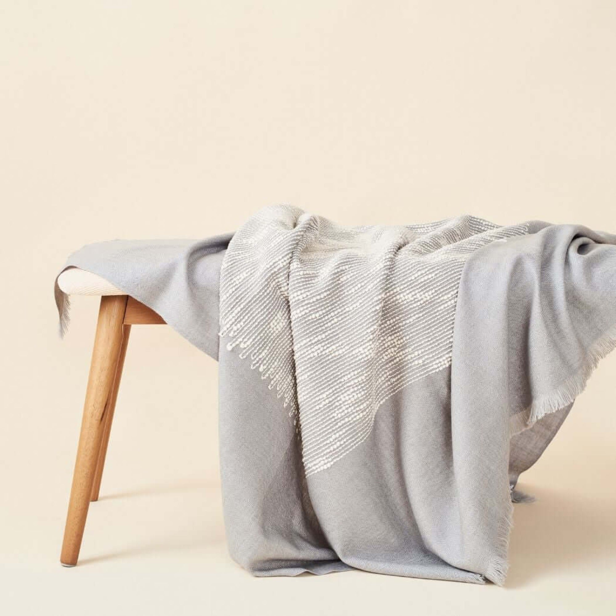 Flo Gray Textured Handloom Merino Throw
