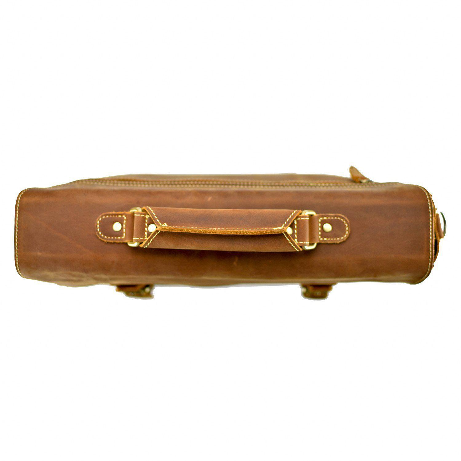 WANDERLUST Large Vintage Satchel ~ British Tan ~-Luggage-Prince of Scots-Prince of Scots
