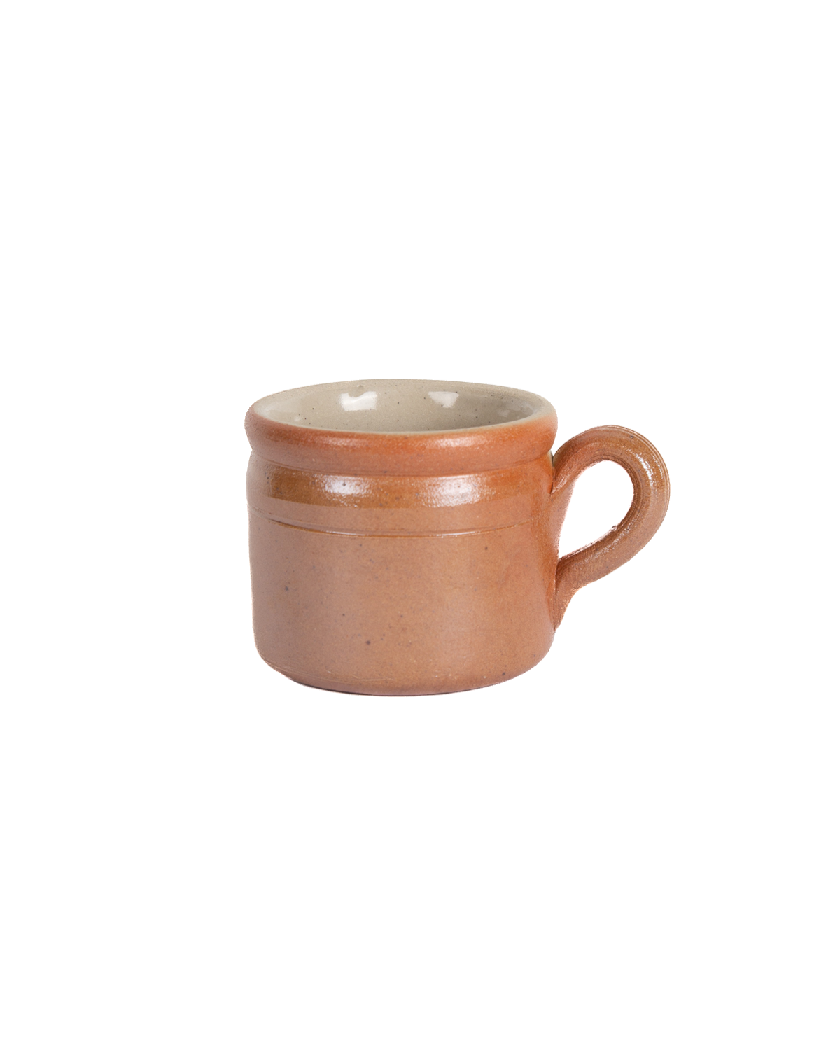Ceramic mug with a handle on a white background