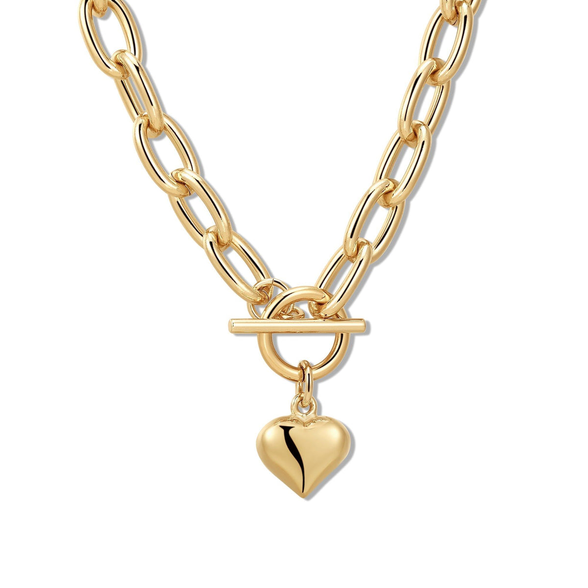 Gold chain necklace with a cute puffy heart charm from the Alana Puffy Heart Charm Necklace collection