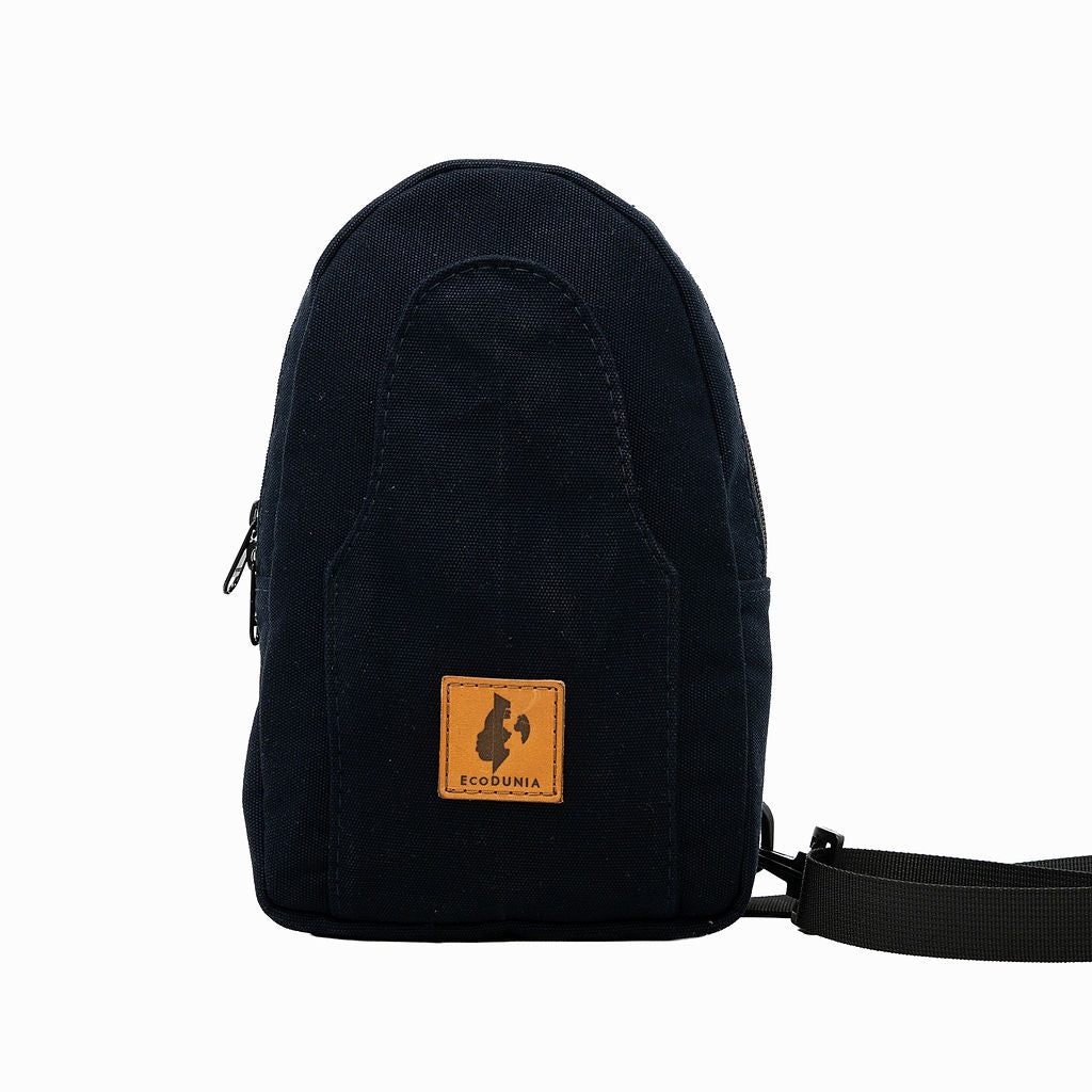 Buru navy blue canvas sling bag crossbody wear #color_navy-blue