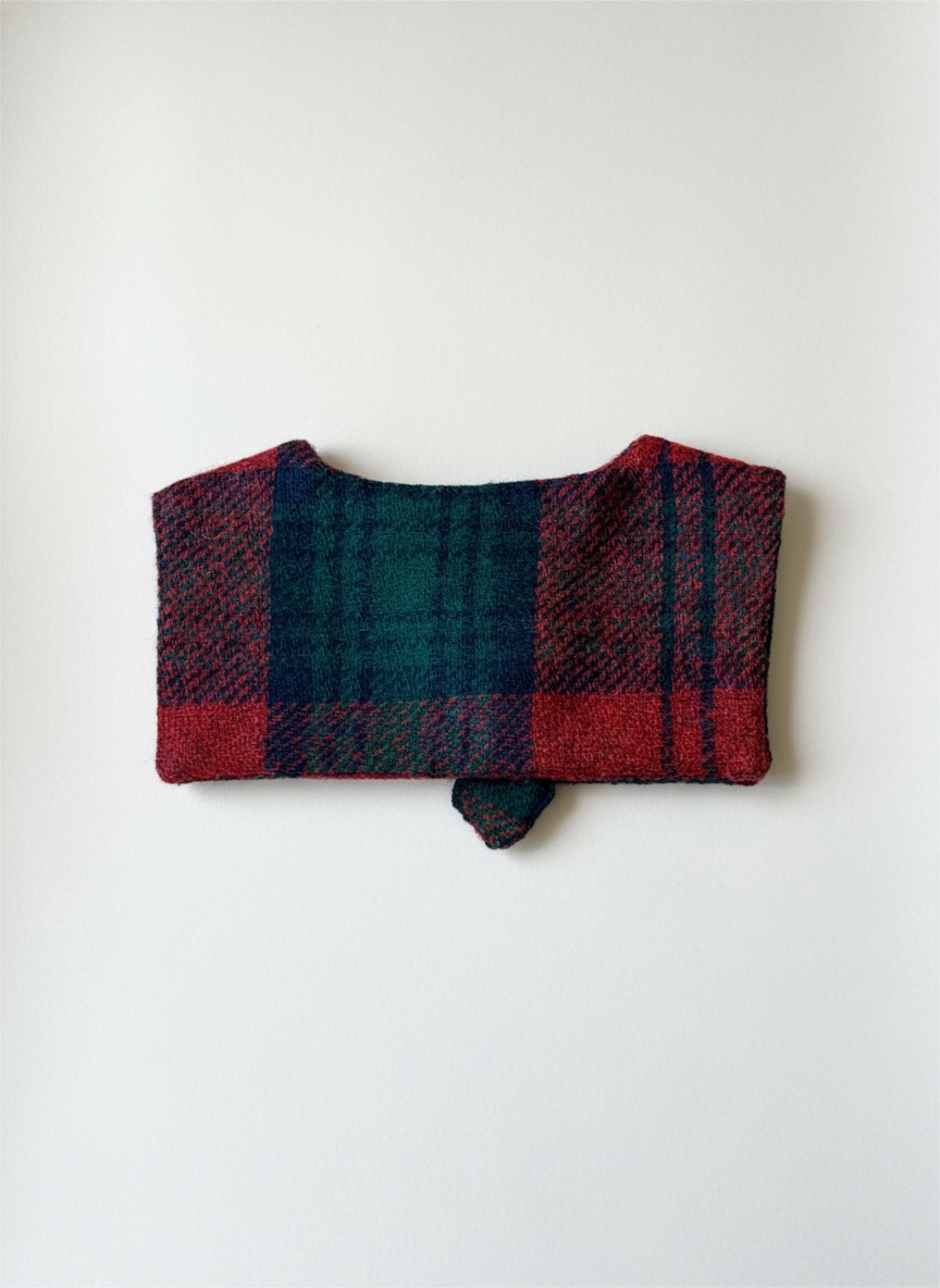 Wool Tartan red and green check  patterned sailor collar on a white background