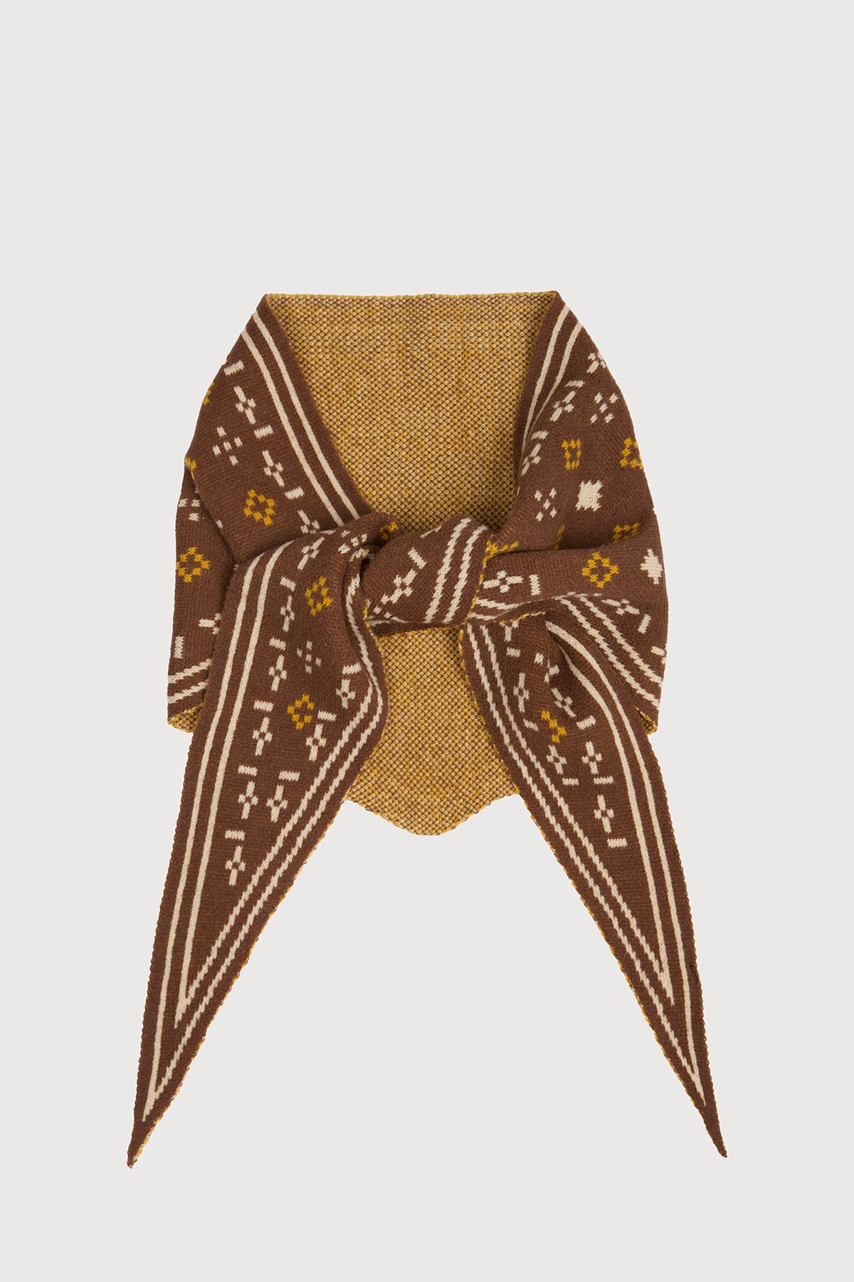 Foulard Knit Triangle Scarf - Brown
