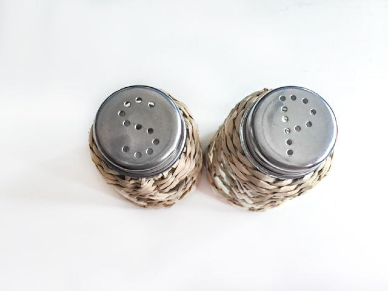 Seagrass Cage Salt & Pepper Set Glass Seagrass Brand_Seagrass & Rattan Kitchen_Serveware Serving Pieces Seagrass-Salt-Pepper-Edit