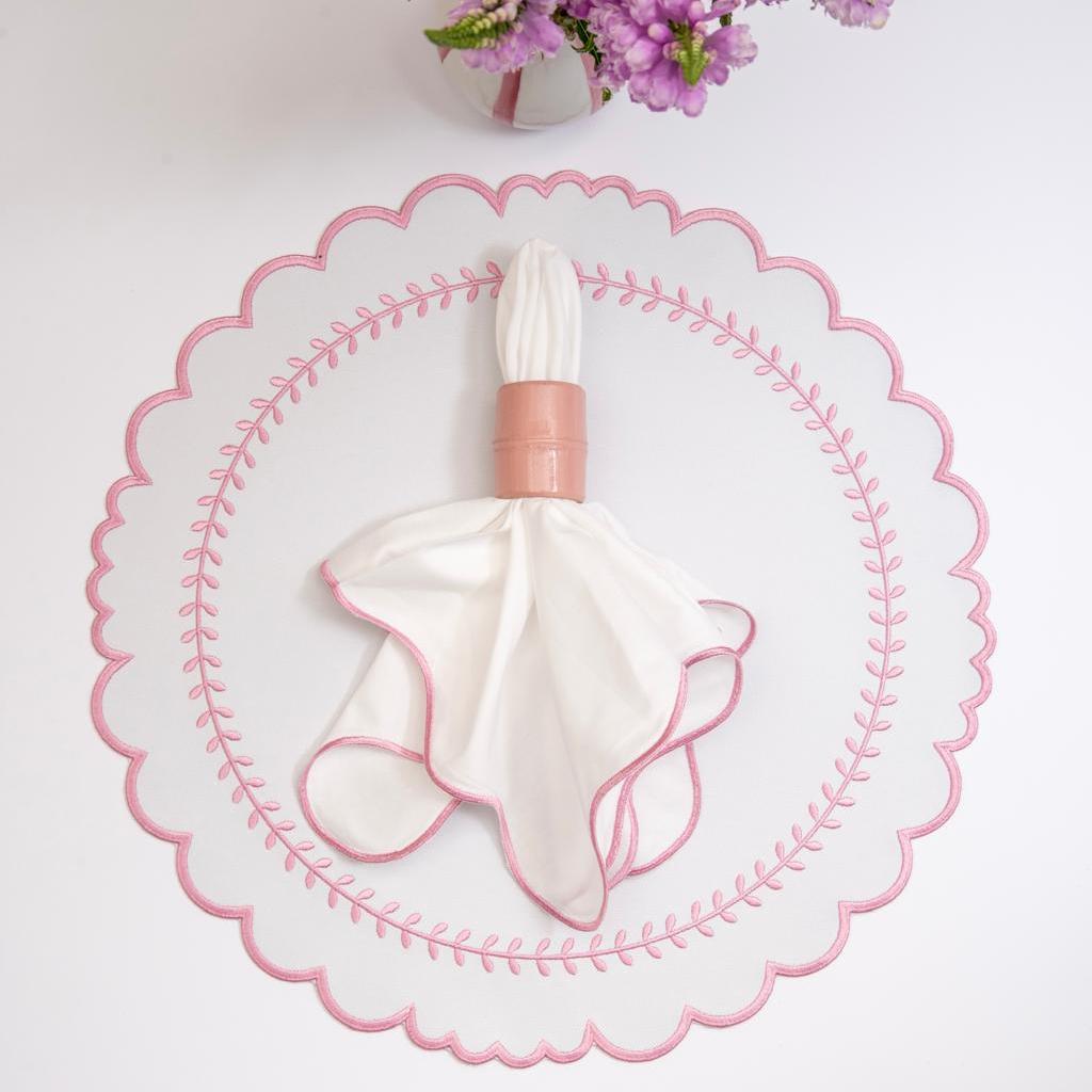 Natural bamboo napkin ring in pink by Talah Home — simple elegant Brazilian table accessory
