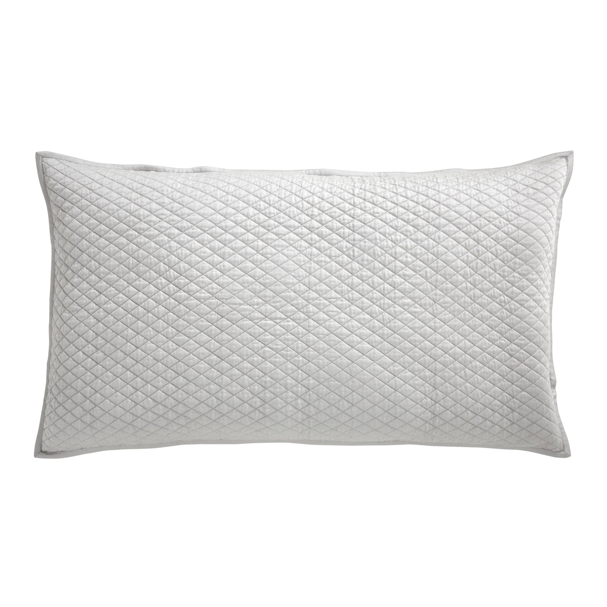 KS-266-2036_1|Light grey silver quilted coverlet with a subtle diamond pattern, perfect for elegant bedroom decor & layering.