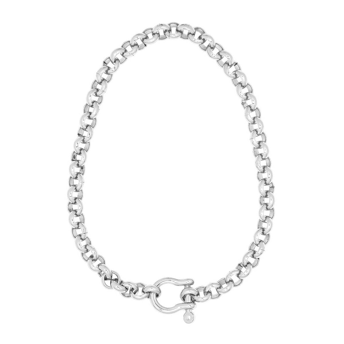 Harley Necklace Silver Chain with Shackle Clasp Stylish Jewelry Accessory