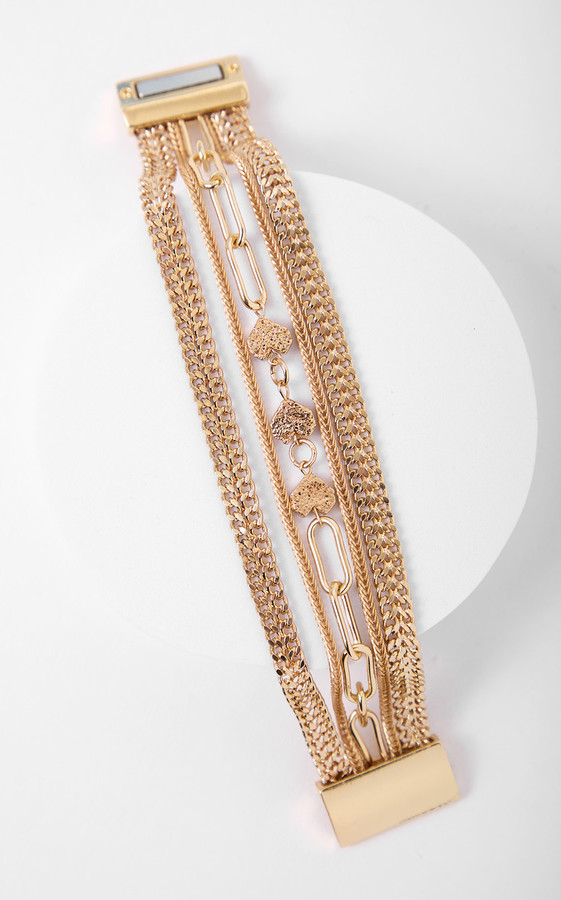Gilded Heart Multi-Strand Bracelet - Gold