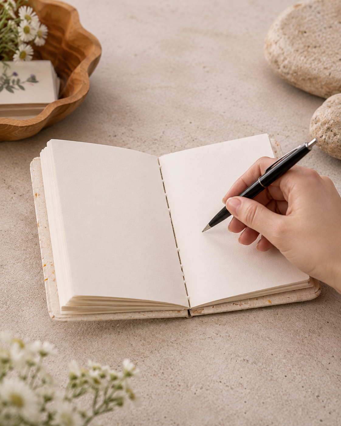 Handcrafted Journal with Pressed Flowers 5x8