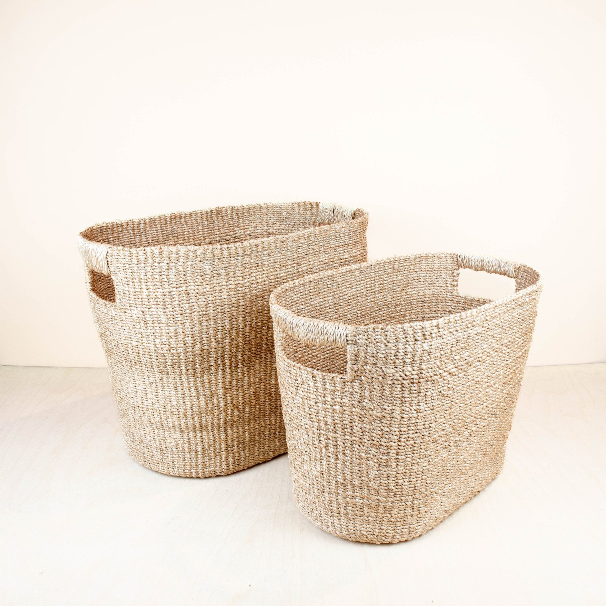 Baskets - Natural Oval Abaca Baskets, set of 2 - Wicker Hamper | LIKHÂ - LIKHÂ