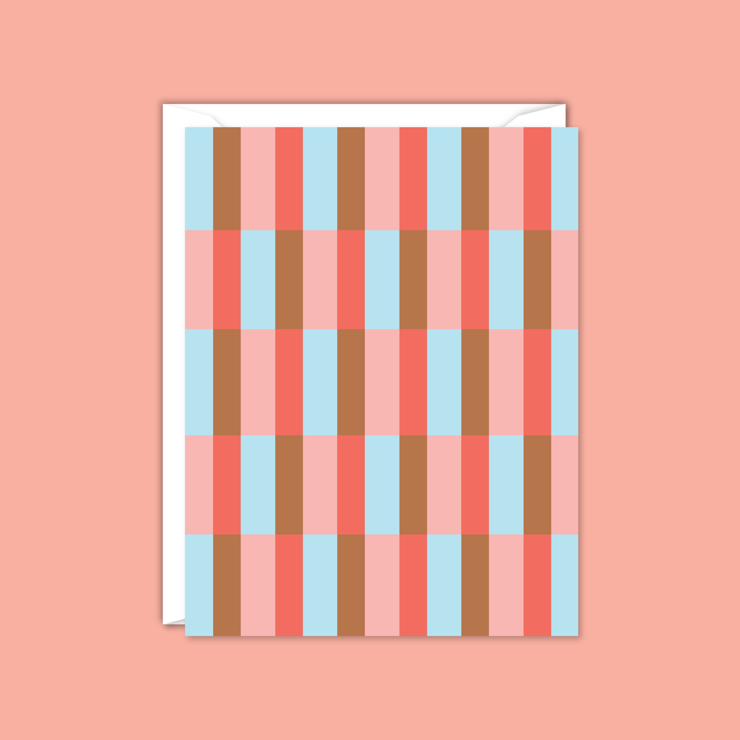 Retro Striped Checkerboard Blank Card-Boxed Set of 8