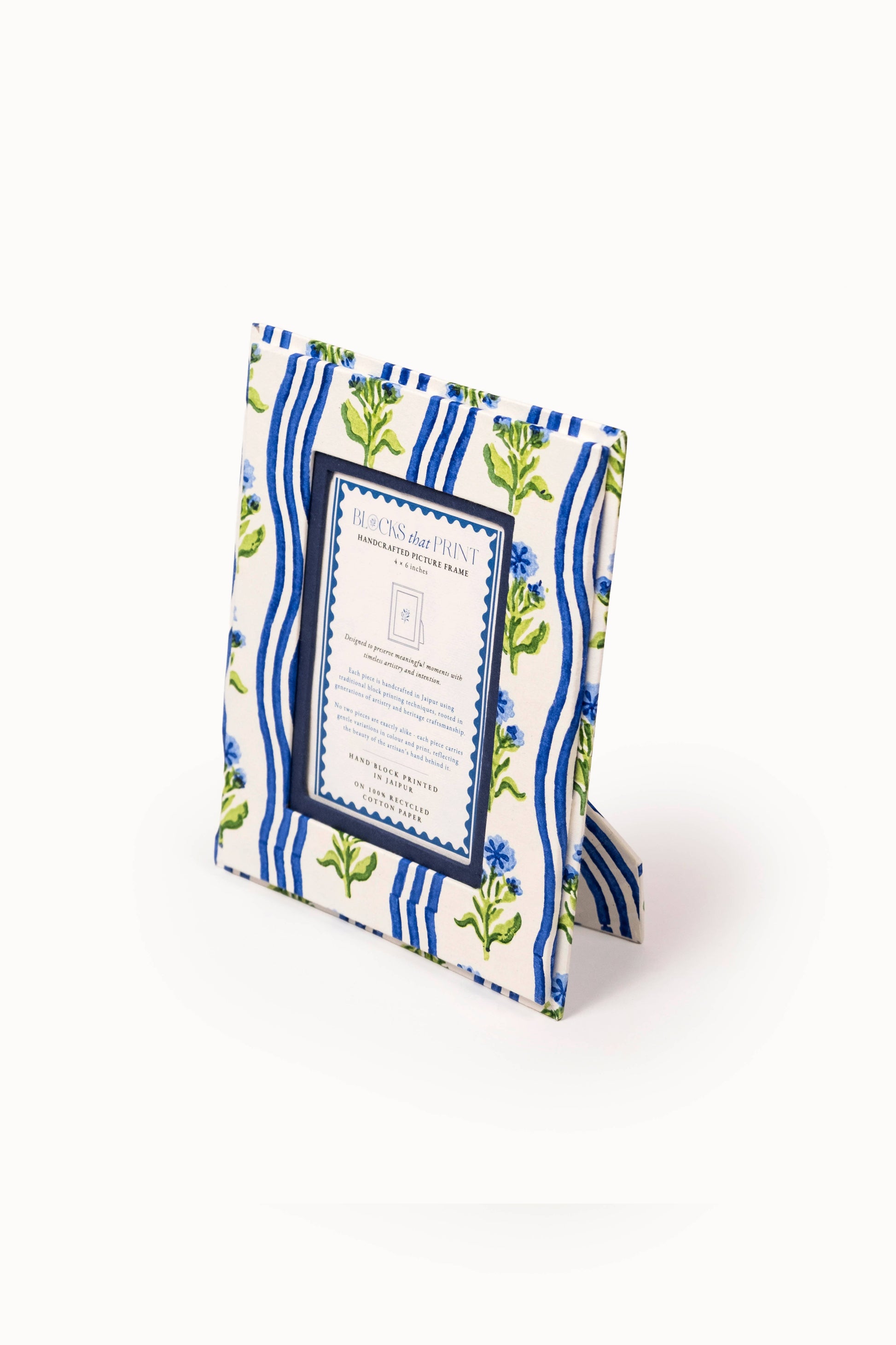 Medium Block Print Photo Frame (4 by 6) - Leher Blue