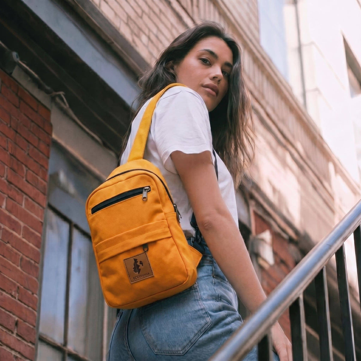 Oranage Large Canvas Crossbody Sling Bag for Men & Women | Umoja #color_orange