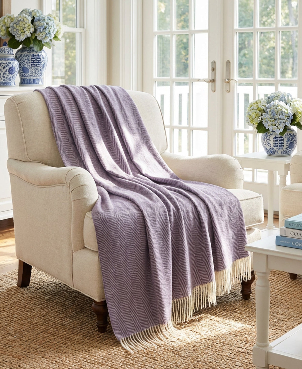 Southampton Home Shetland Lambswool Herringbone Throw – Lavender | Woven in England-Throws and Blankets-[bar code]-Prince of Scots