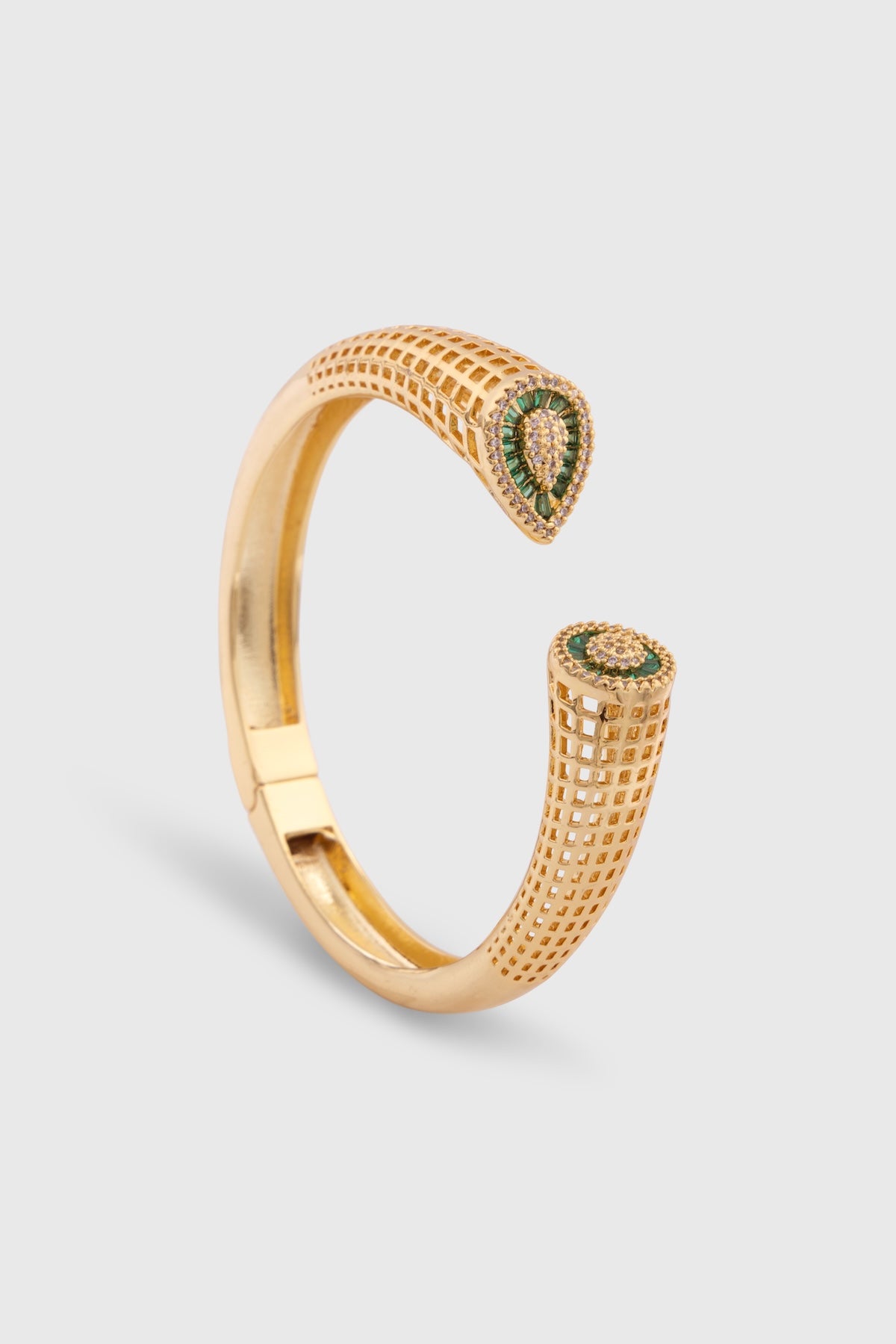 Crystal Bangle Metal Bracelet - Green