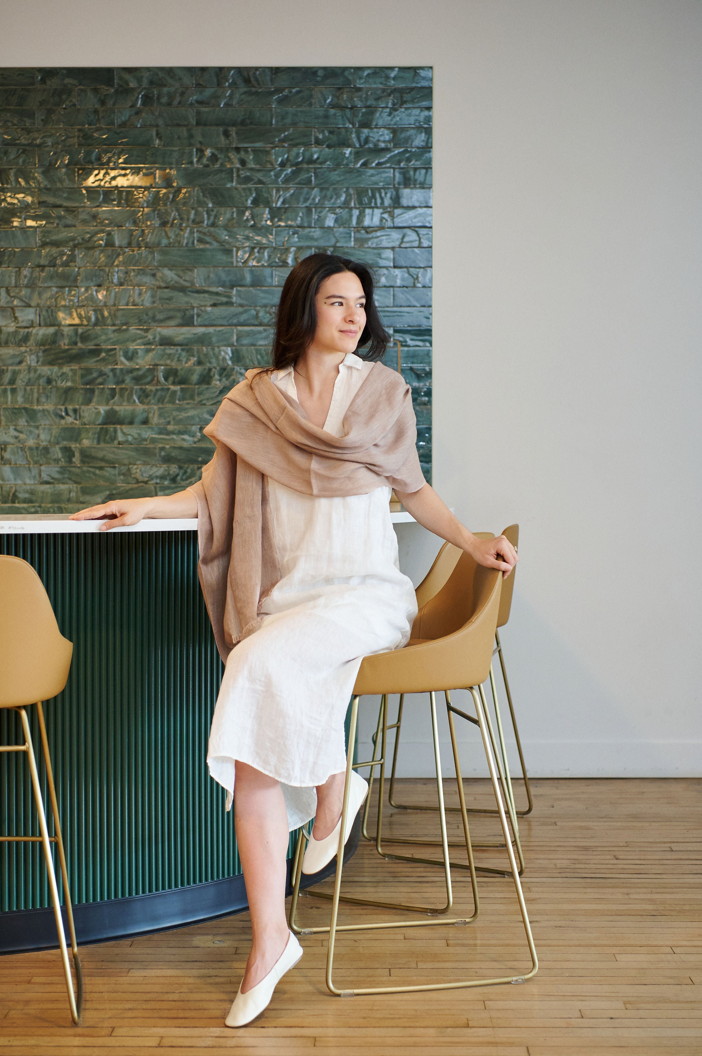 Jute Cream Hand Woven Soft Linen Silk Scarf