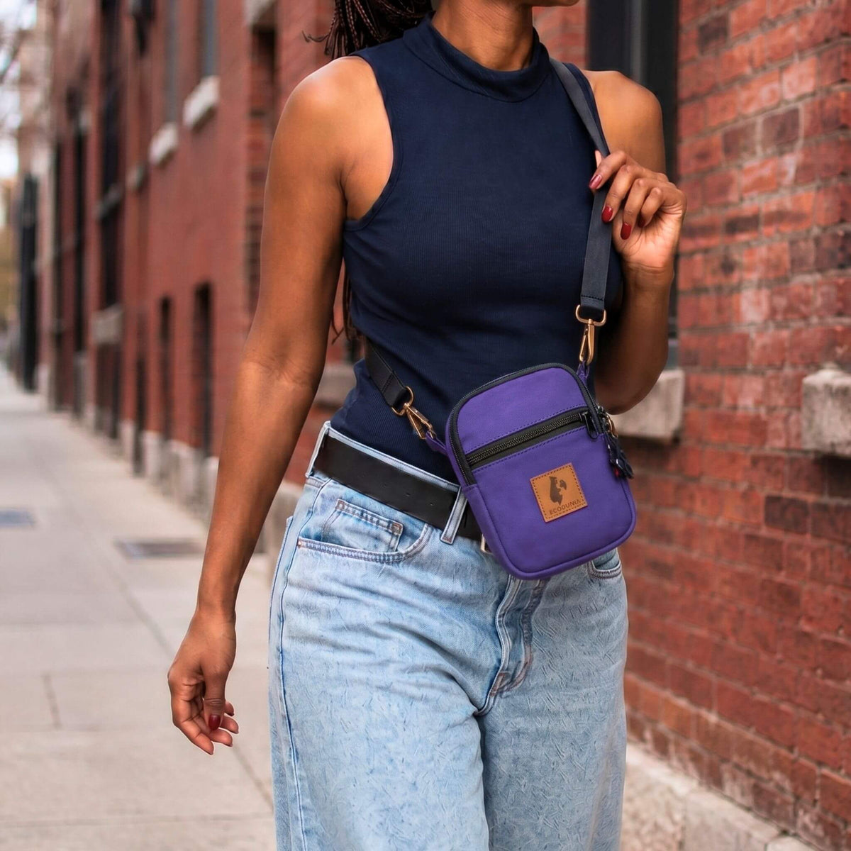 Rozi Canvas Crossbody Bag 1L | Mini Shoulder Bag #color_purple