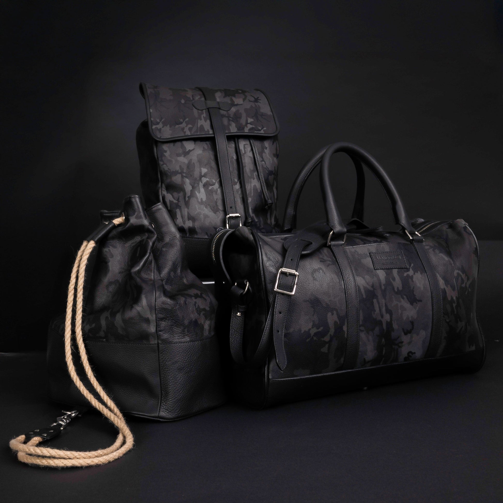 WANDERLUST Leather Duffle Bag ~ Grey Camo-Luggage-[bar code]-Prince of Scots