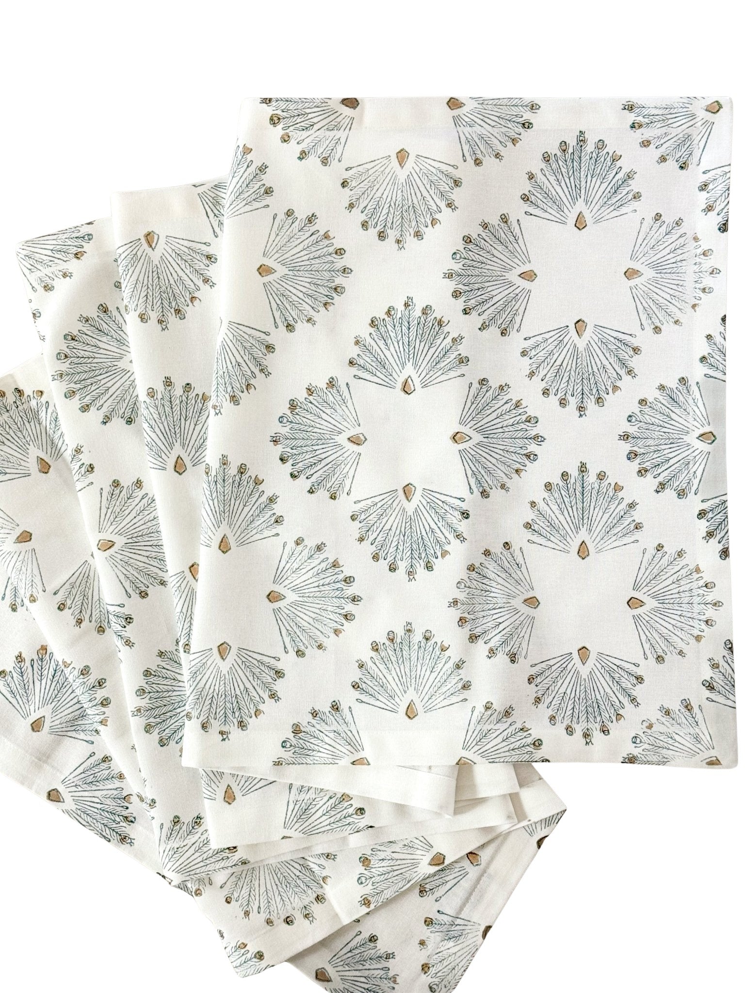 Table Runner (Ivory) - Peacock Paradise - Midnight - The Mended Company