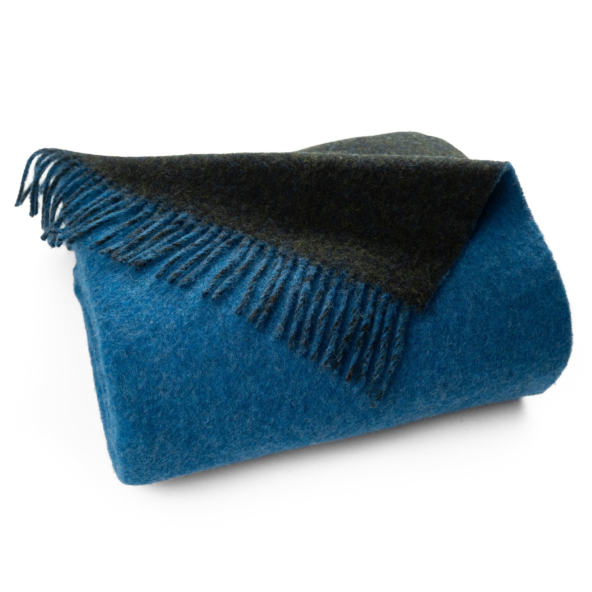 Highland Tweeds Reversible Double Cloth Throw (Sea/Green)-Throws and Blankets-[bar code]-Prince of Scots