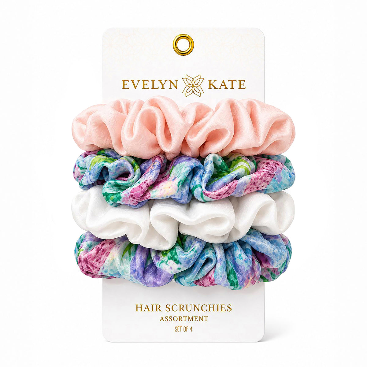 E&K Hair Scrunchies: Pink Peony Assortment (set of 4)