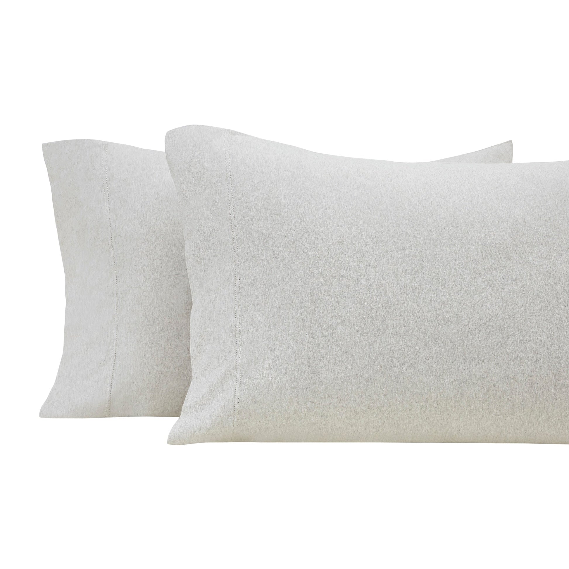 AKP-526-2040_1|Two light grey 100% cotton knit pillowcases. Ultra-soft, breathable, comfortable bedding for a cozy, restful night.