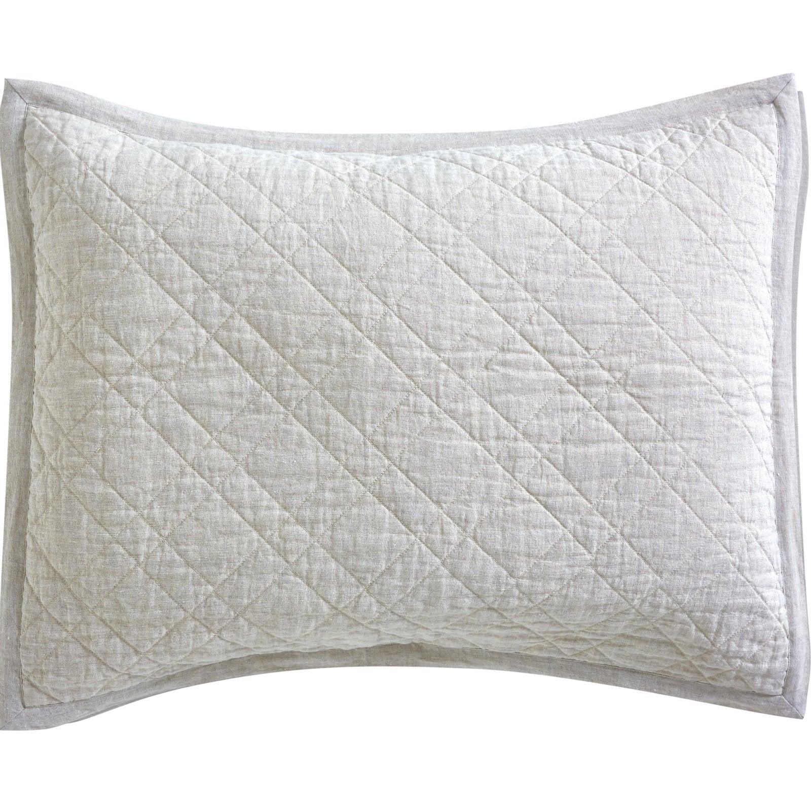 KS-254-2036-LOT1_1|Elegant light beige coverlet pillow sham with a classic diagonal diamond quilt pattern and refined border stitching.
