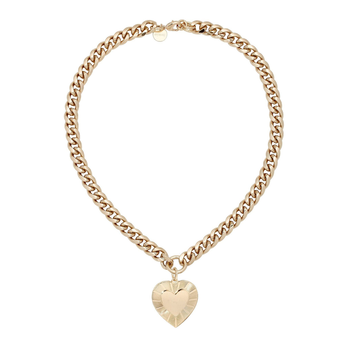 Gold chain necklace with heart pendant from Curb Chain & Heart Pendant Necklace collection