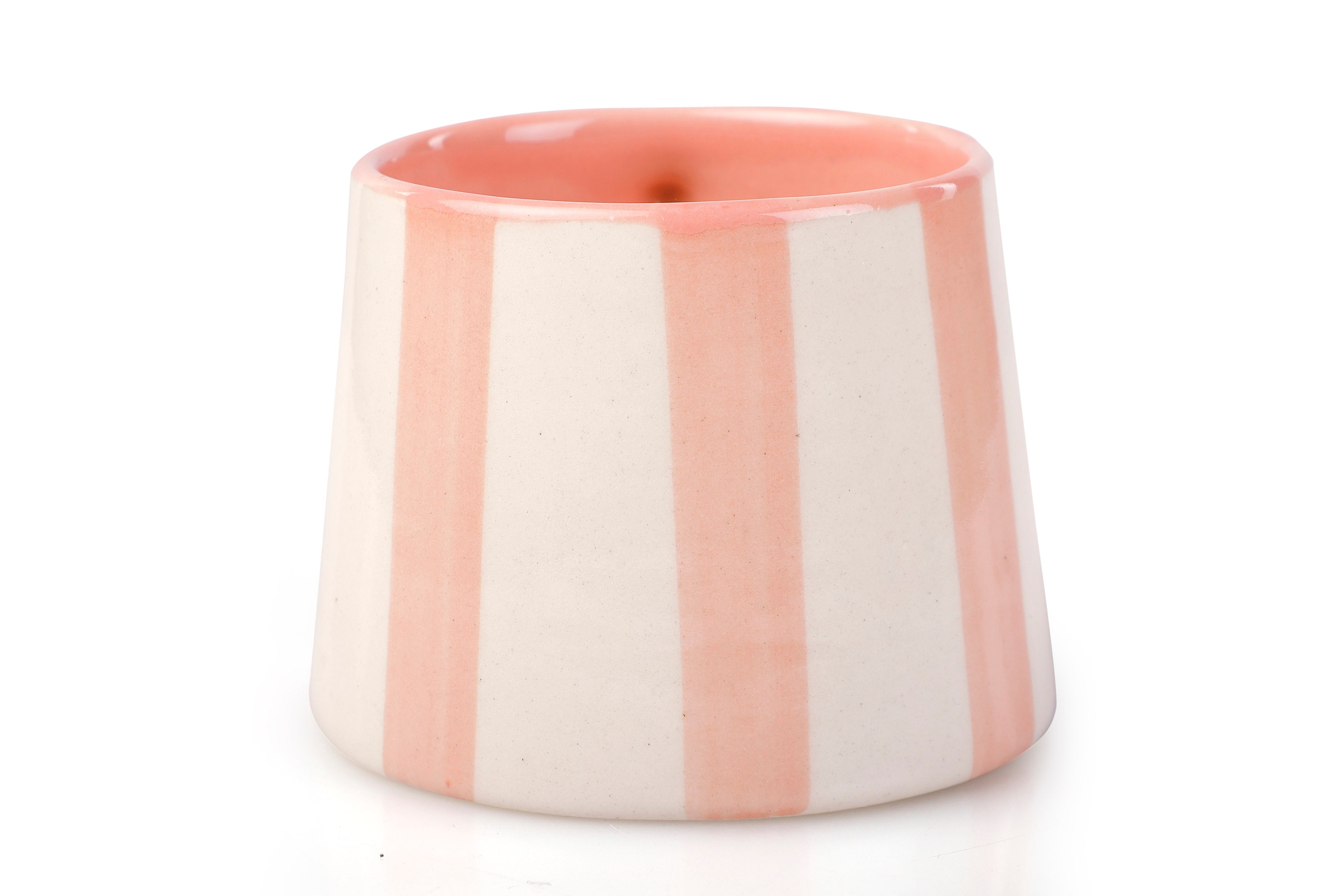 Ceramic Pink Stripe Coffee Cup - Thumbnail 2