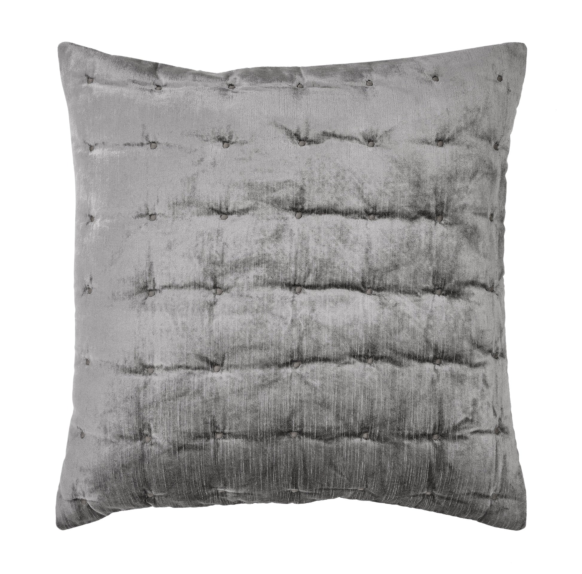 ES-307-2626_1|Chic silver gray quilted sham, featuring elegant diamond tufting for a sophisticated and comfortable modern bedroom ensemble.