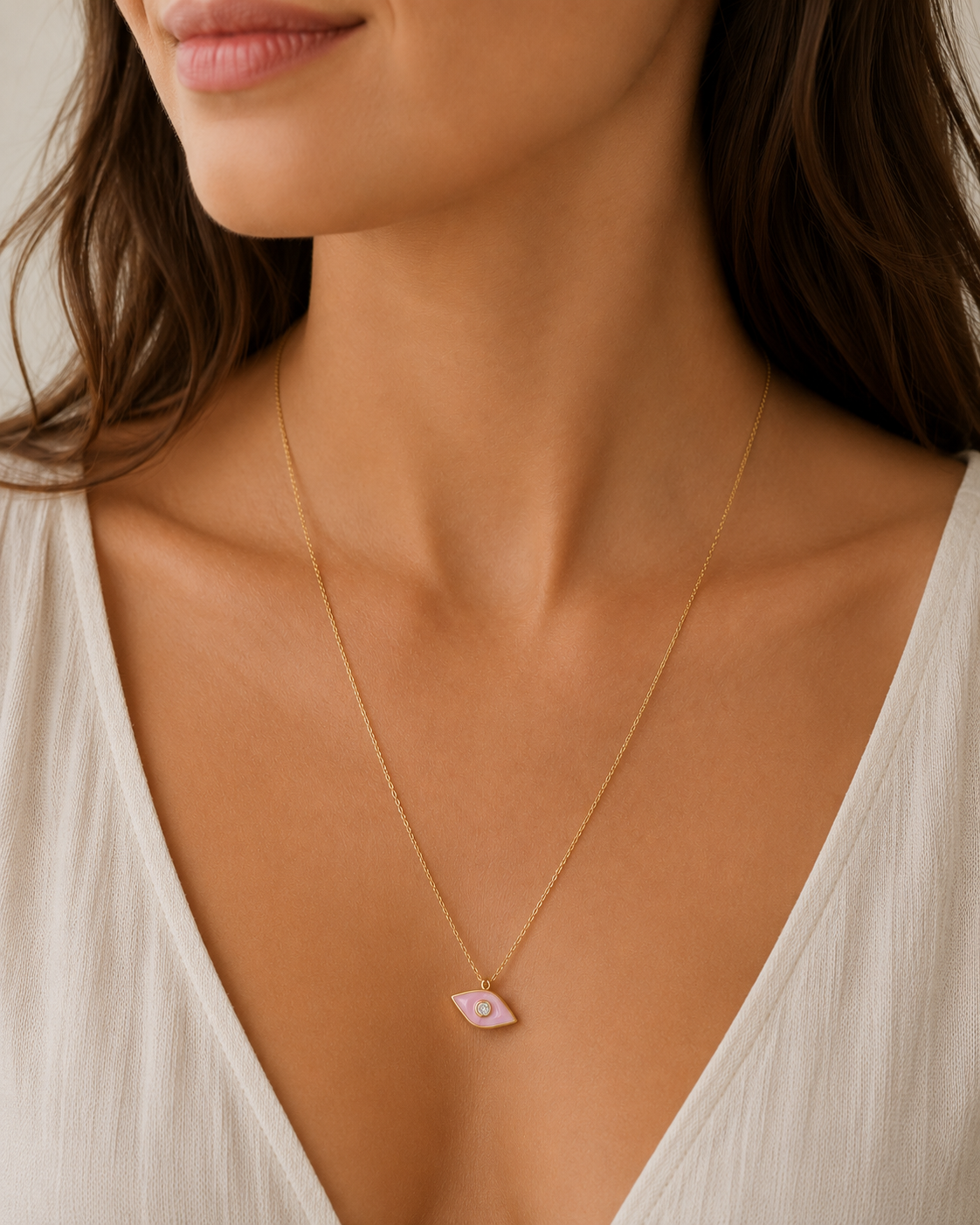 Pink Evil Eye Necklace