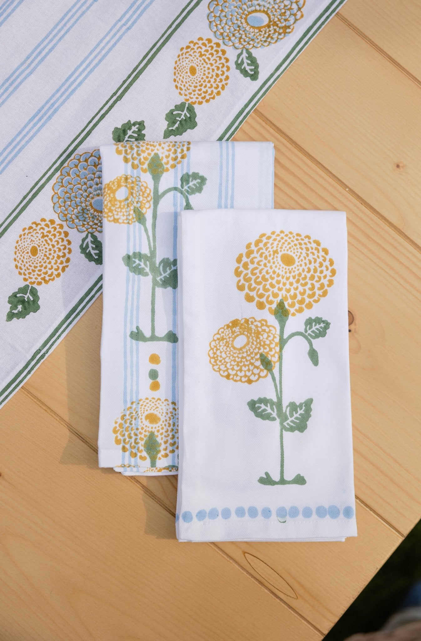 Organic Napkins (set of 4) - Marigold Flower - Uniform Blue - The Mended Company