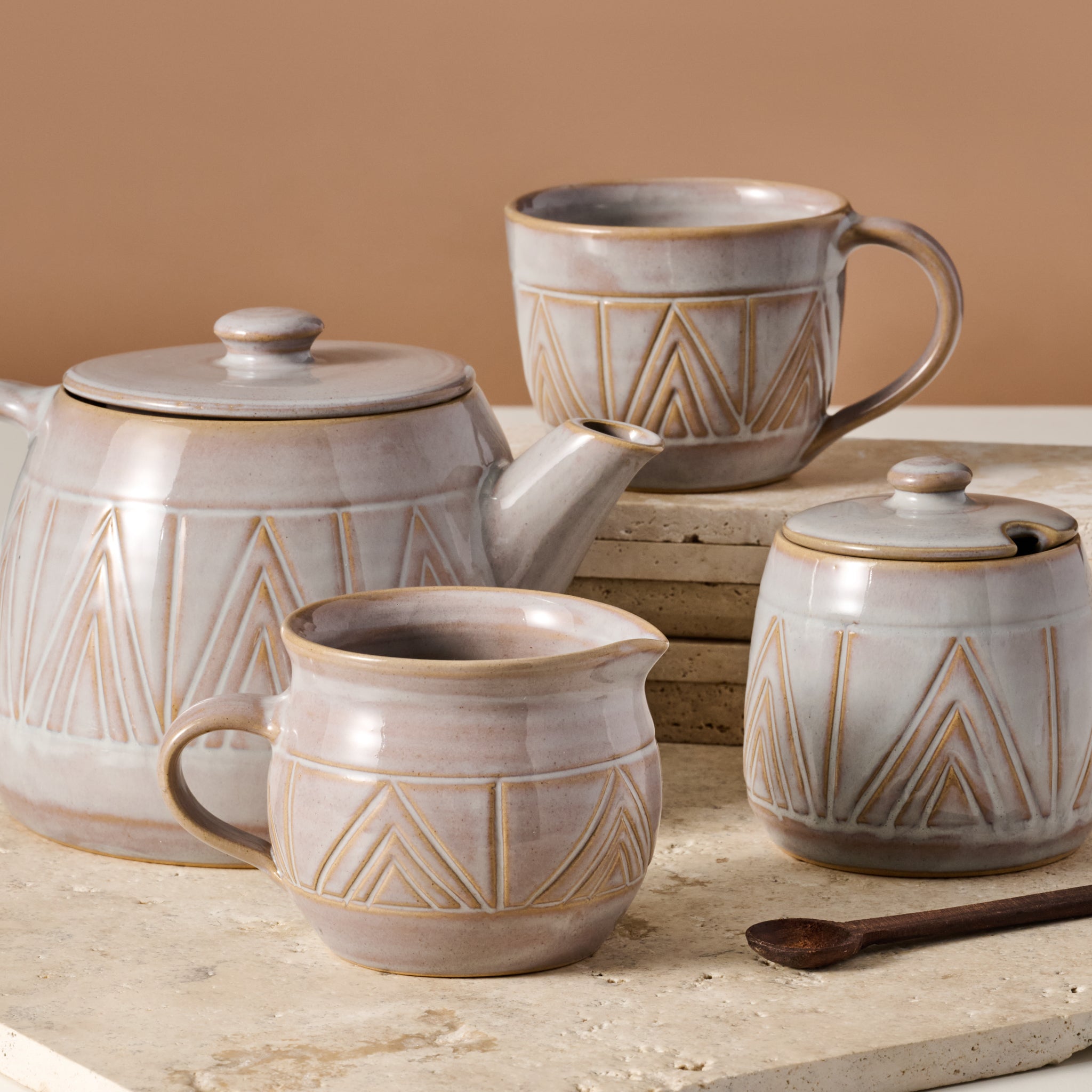 Mountain Peaks Ceramic Cream and Sugar Set - Thumbnail 4