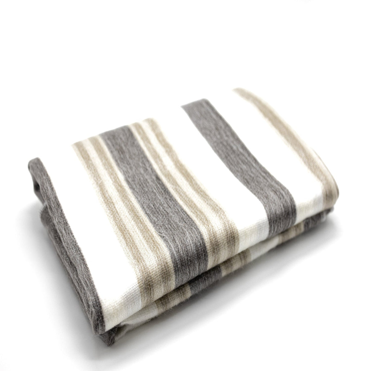 neutral striped throw blanket folded