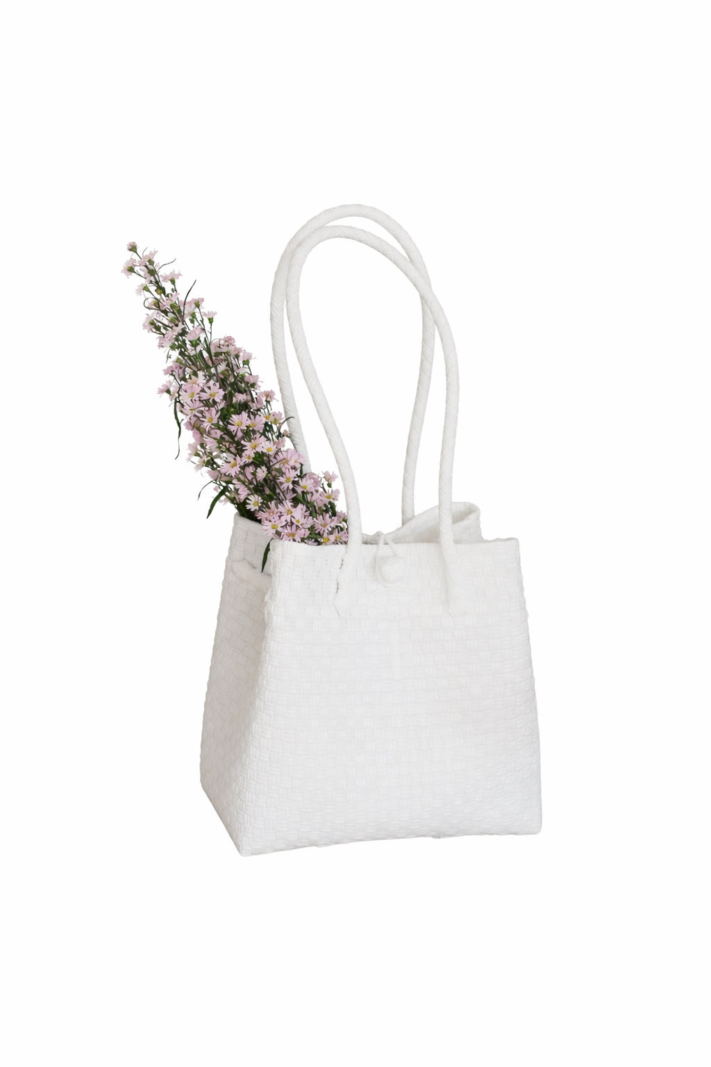 Darla Recycled Plastic Woven Tote - Coconut White